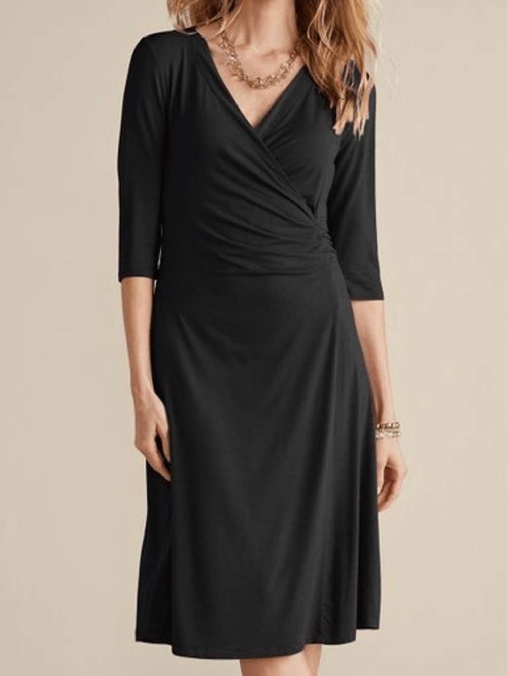 Soft Surroundings Hyannis Faux Wrap Dress in Black NWT